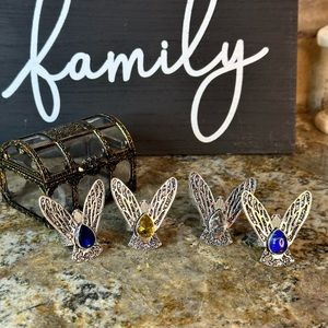 Chunky Silver Fairy Sapphire Topaz Lapis Lazuli Citrine Rings